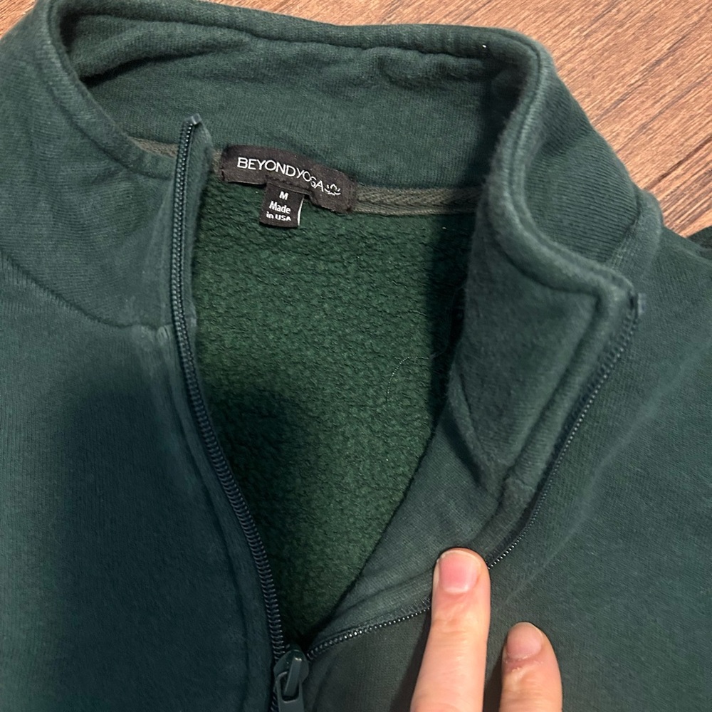Beyond Yoga Forest Green Quarter Zip-Up Sweater - Picture 2 of 5